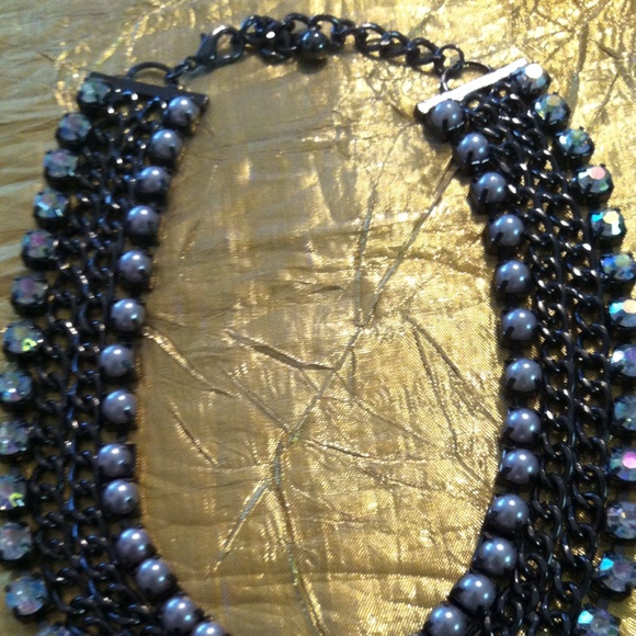Necklace silver chain with pearls and crystal - Picture 2 of 2
